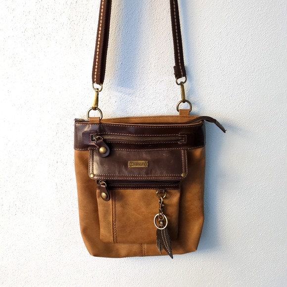 Chala Handbags - Chala  Shoulder Bag Womens Brown M Crossbody Purse Zip Close Pockets Adjustable